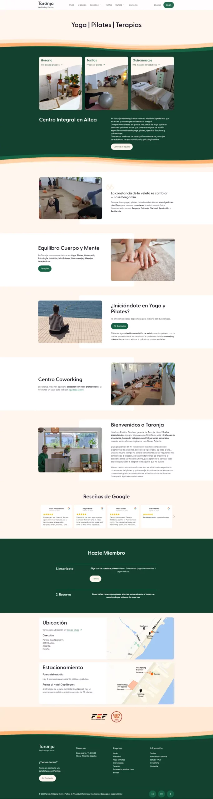 taronja wellbeing centre homepage